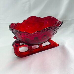Mosser Beautiful Vintage Ruby Red Glass Christmas Sleigh
